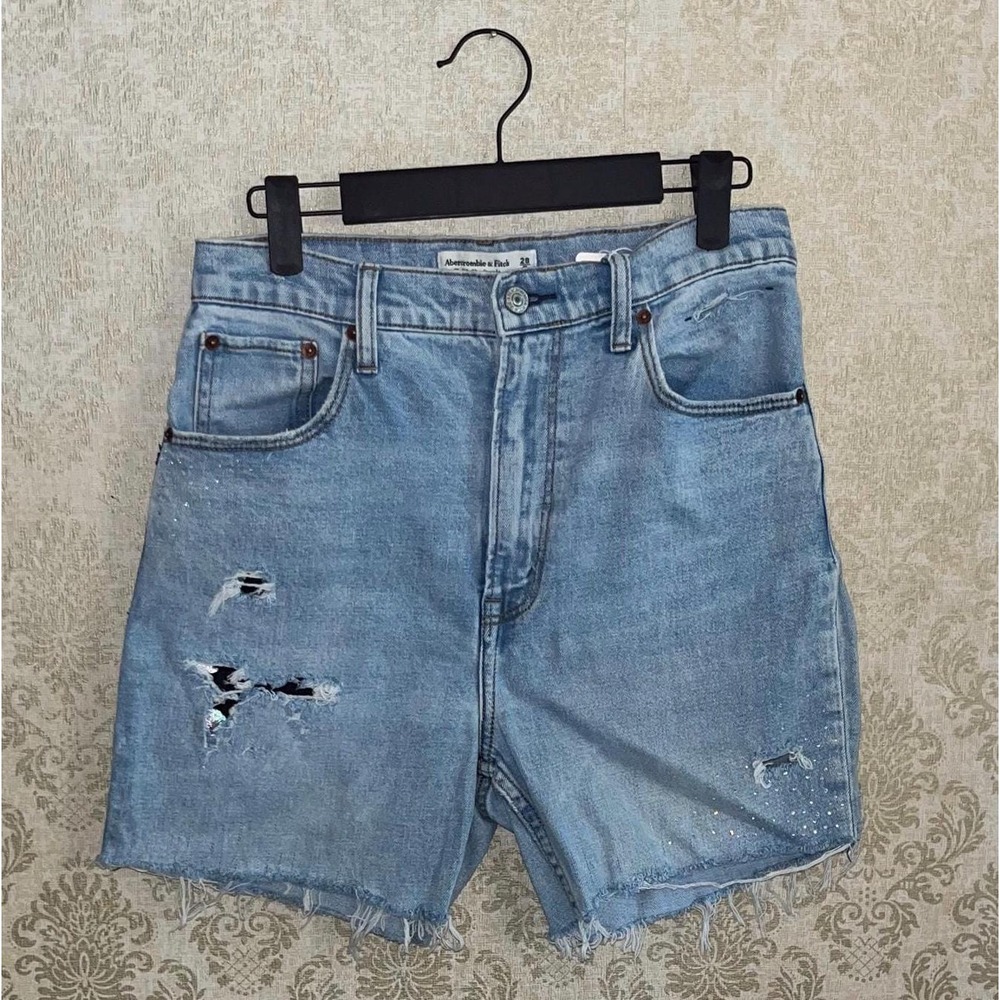 Abercrombie & Fitch Celestial Whimsy Women's Denim Jean Shorts Upcycled Sz. 6 - Picture 7 of 8